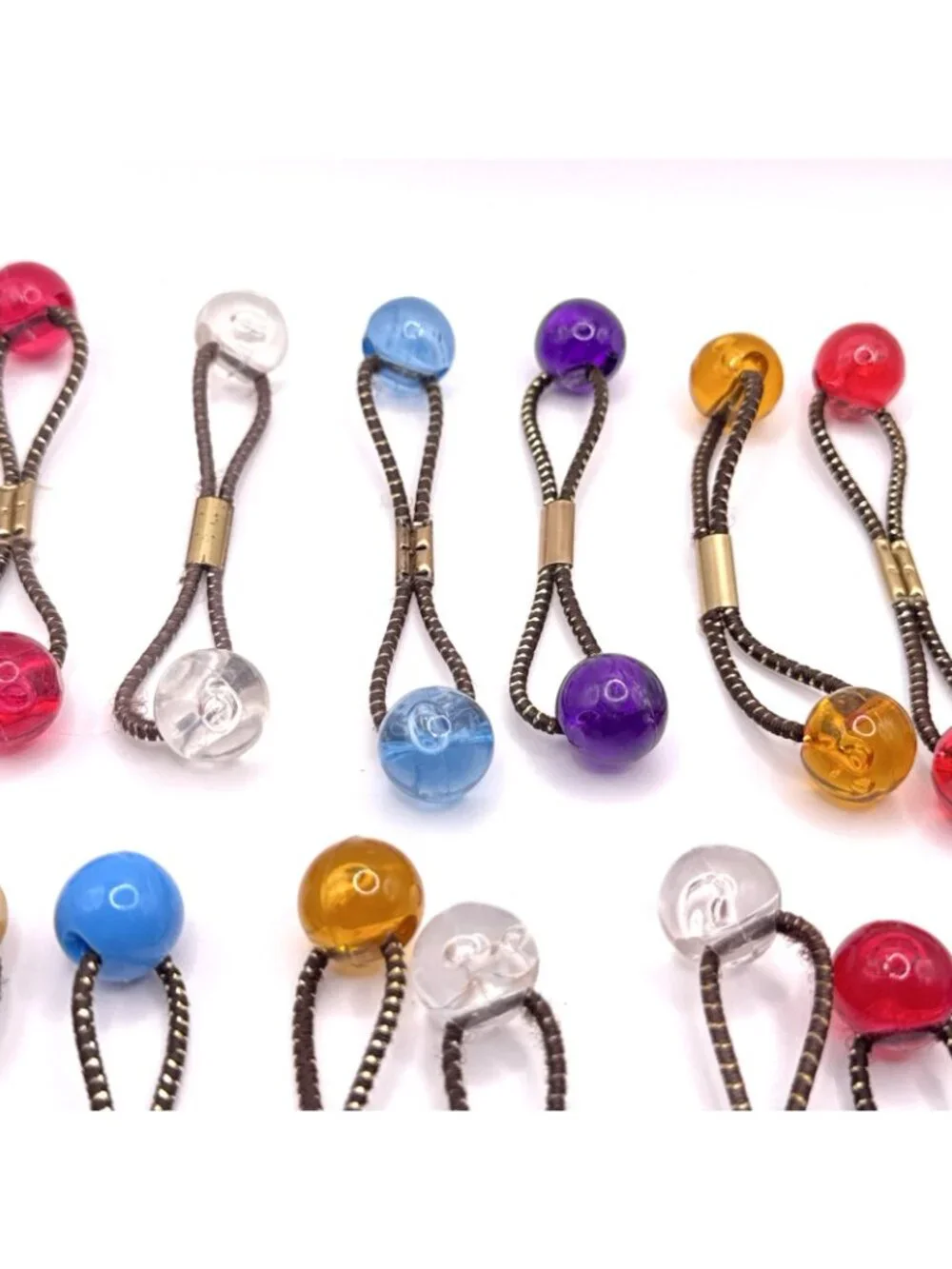 20 GOODY Vintage Ponytail Holders Twin Beads Medium Knocker Balls Hair Ties #3